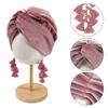 New Muslim Women Velvet tassel Turban Hat Soft Stretch Bohemian cross pullover Bandana Headband Beanie Cap Islamic Head Wrap