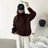 Designgefühl Stehkragen halber Reißverschluss Pullover Damen Herbst und Winter neu locker dick schlicht Pullover Strickpullover Oberteil