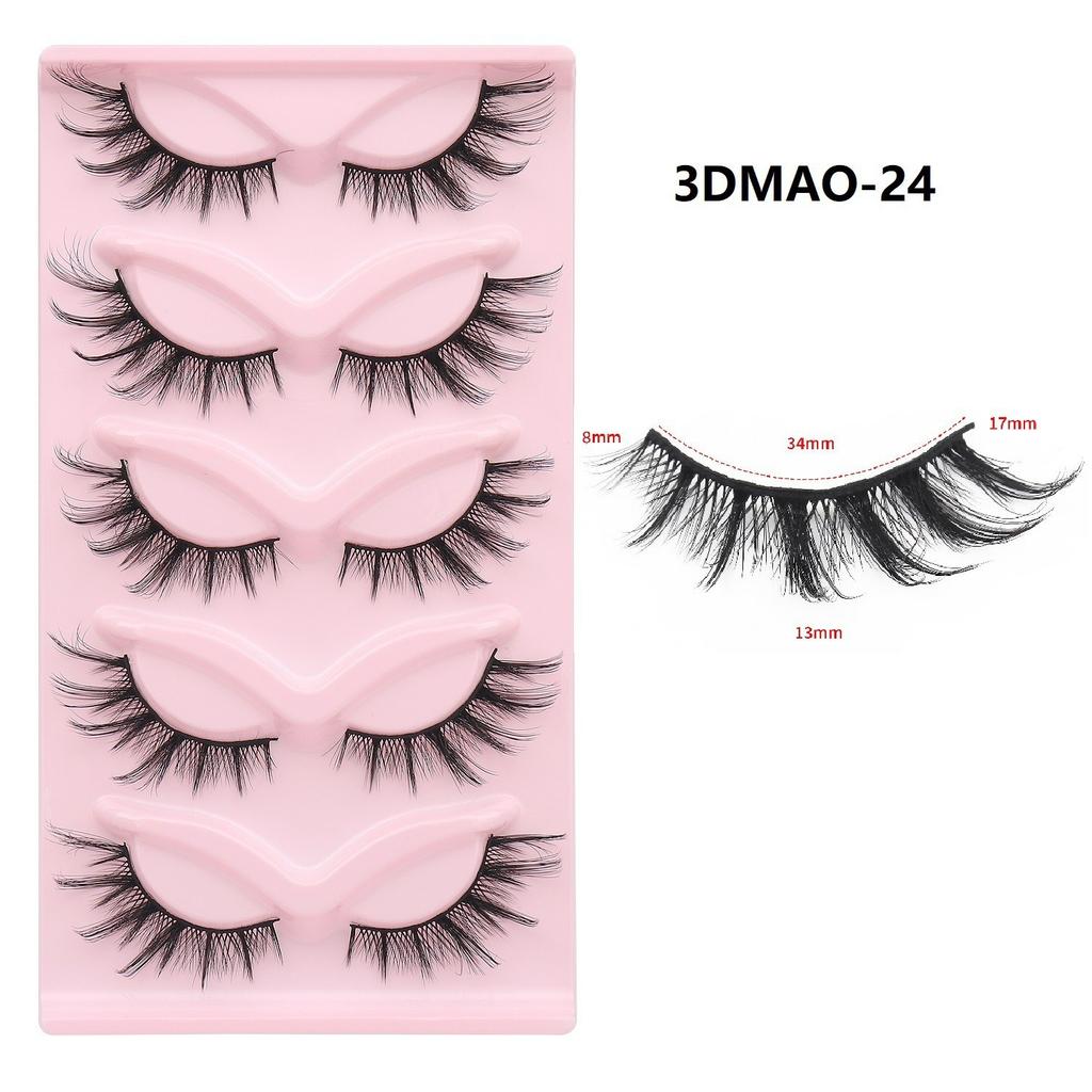XF 5 Pairs Fox Eye Lashes 3D Silk Fluffy Faux Mink False Cat Eyelashes Custom Packaging Box with Private logo