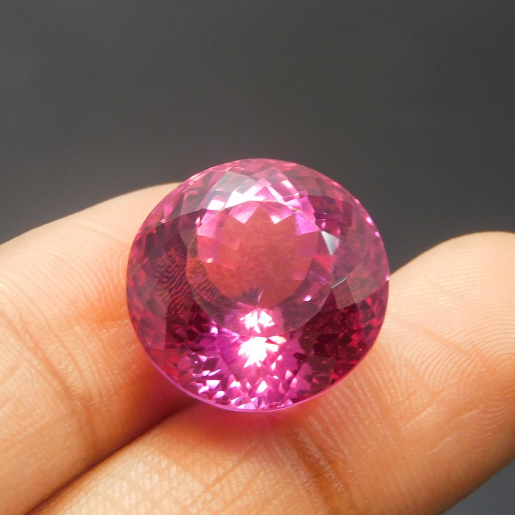 Natural Ruby Pink 26.15 Ct Loose Gemstone CERTIFIED Ring Size Round Cut