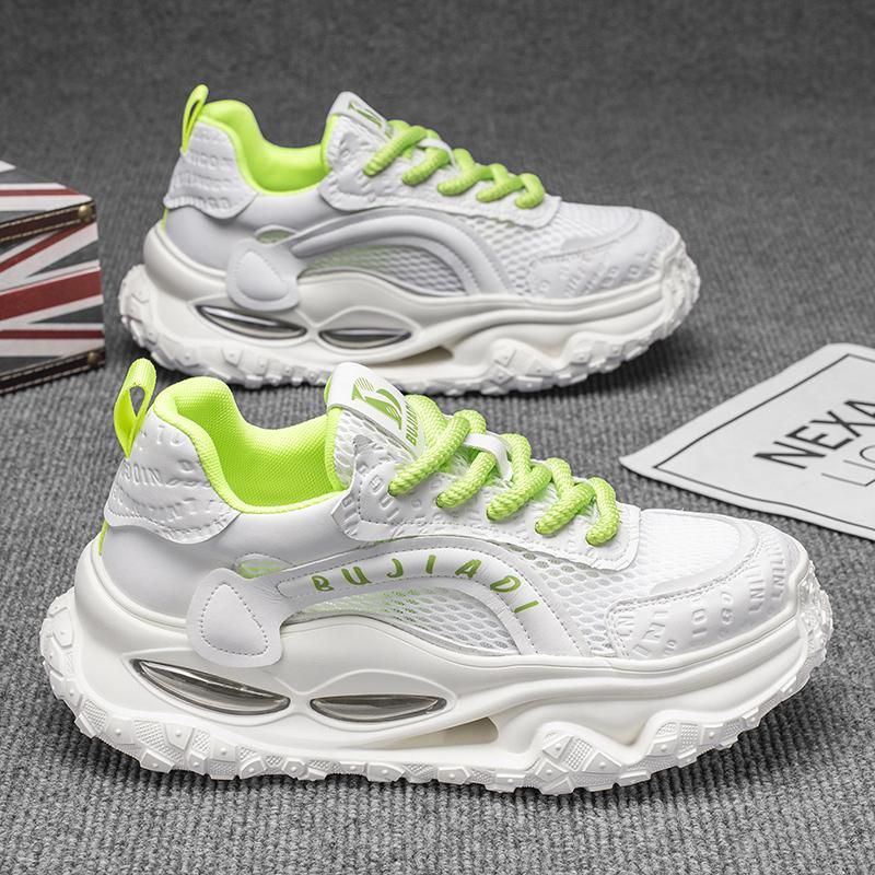 

Новая Мода Мужские Четыре Сезона Удобные Ботинки на Толстой Подошве Студенческие Мальчики Девочки Трендовые Дышащие Повседневные Кроссовки для Бега на Мягкой Подошве 44 зелёный/белый