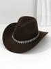 Men's and Women's Western Cowboy Hat Simple, Rhombus Sword Rhinestone Hat Ladies Decorative Hat, Felt Top Hat