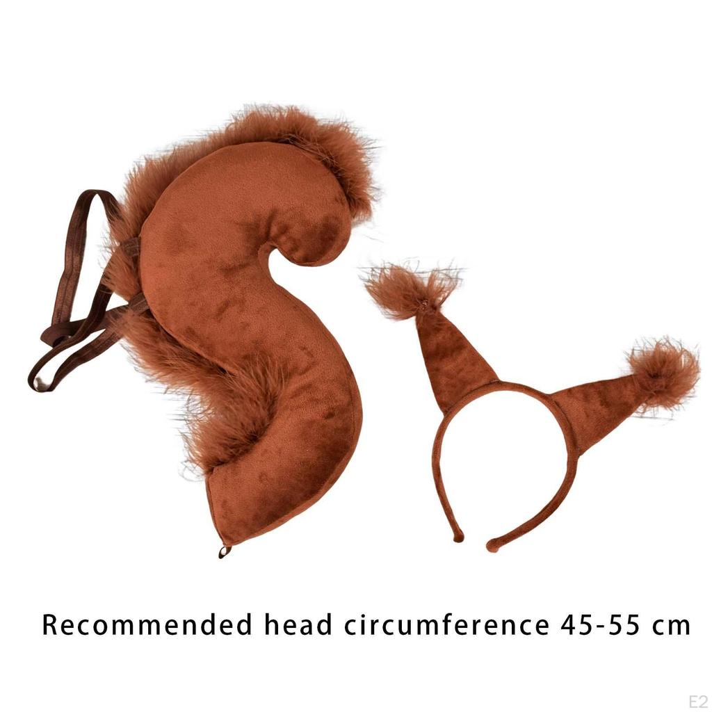 Animal Tail Costume Kit Hairband Cosplay Fancy Dress Headpiece Squirrel Ears Hair Hoop Headband for