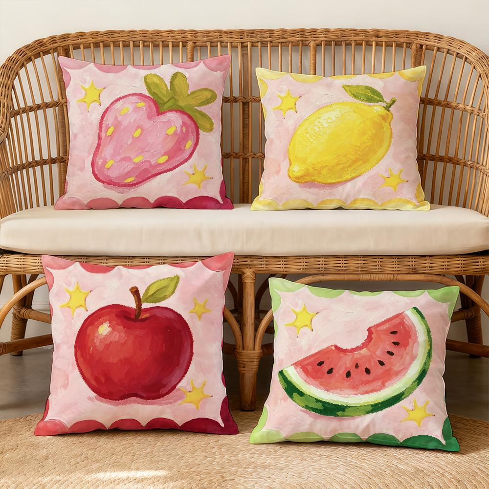 Handpainted Watercolor Fruit Cubes Cushion Cover Square Decorative Throw Pillow Case Sofa Bed Living Room Anniversary Gifts