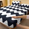 1 Simple Modern Wave Geometry Printed Matte Fitted Sheet, Bedroom Printed Bed Cover, Bedding (Excluding Pillowcases)