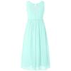 Kids Girls Summer Wedding Birthday Party Dress Sleeveless Ruched Beaded Chiffon Bridesmaid Maxi Dress
