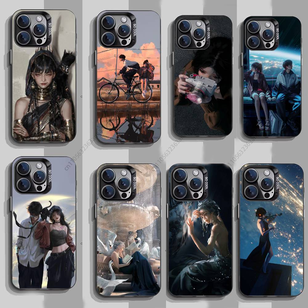 Character Design Anime Phone Case For iPhone 17,16,15,14,13,12,11,Pro,Max,Plus,Mini,X,XS,XR,8,S,SE Soft Black Case