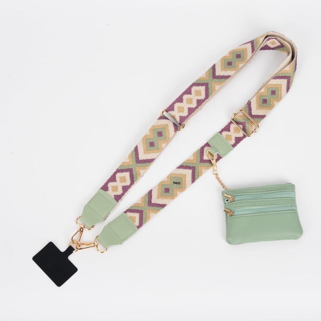 Crossbody Mobile Phone Lanyard Strap with Wide Webbing and Coin Purse