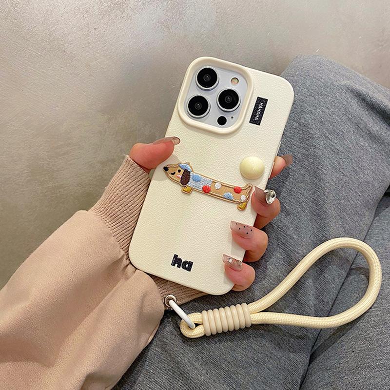 

Lychee Pattern Sausage Dog for Apple 17 All-inclusive Mobile Phone Case for IPhone15pro with Lanyard 14/13 Female 16 For Apple XS
