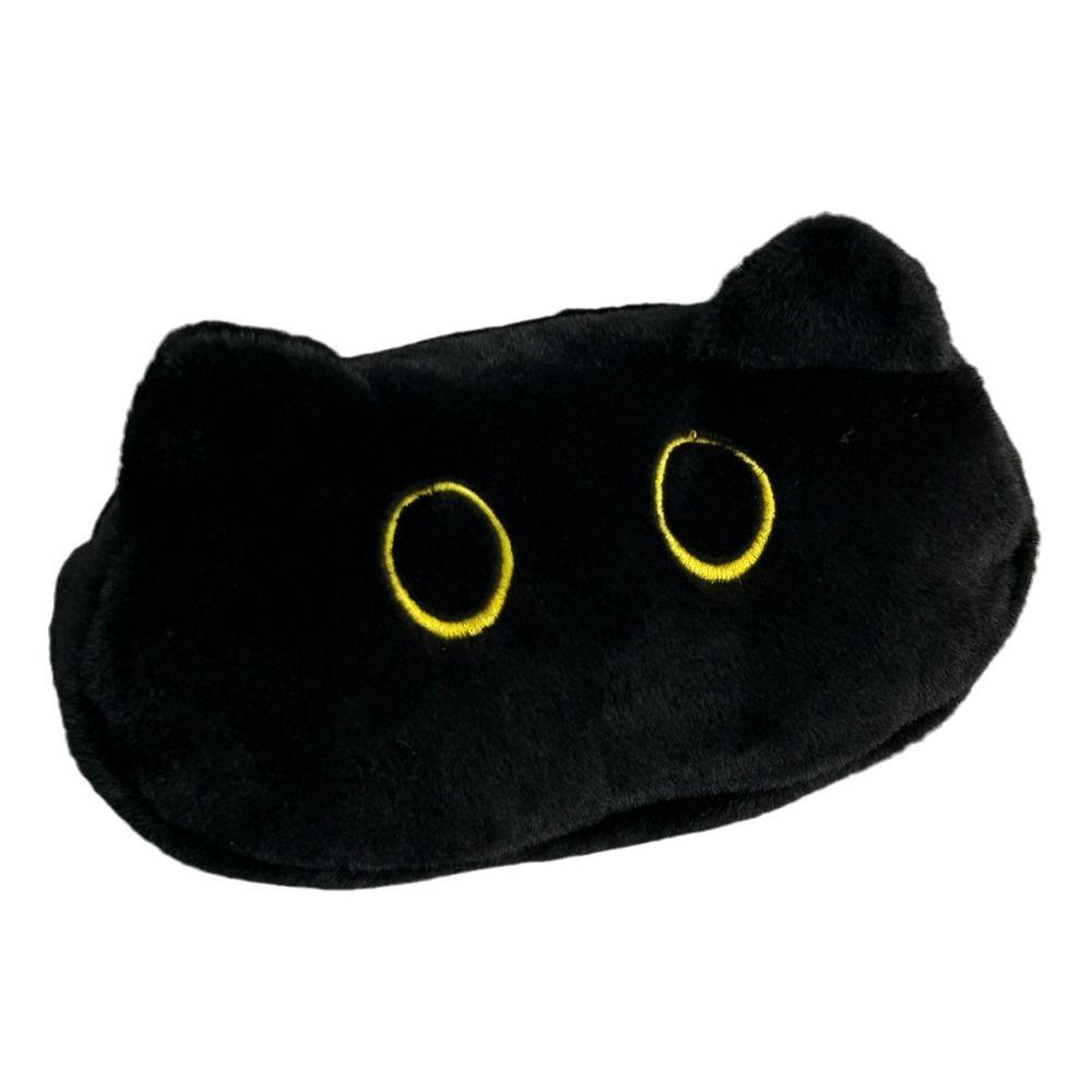 Large Capacity Black Cat Pen Bag Cute Design Stationery Storage Bag Cat Plush Pencil Case  Boy Girl