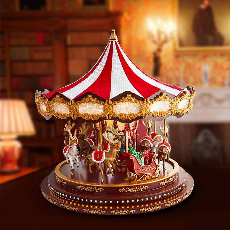 Carousel Music Christmas Box Rotating Movement Melodic Tunes Holiday Gift Toy