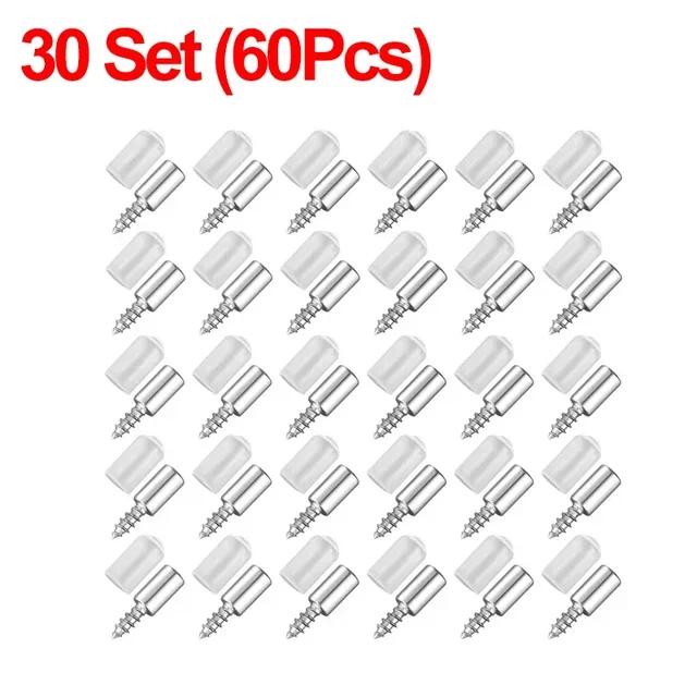 60pcs Self-Tapping Screws Cabinet Laminate Shelf Support Pegs with Non-Slip Sleeve Shelves Kitchen Glass Furniture Closet Shelf Pins