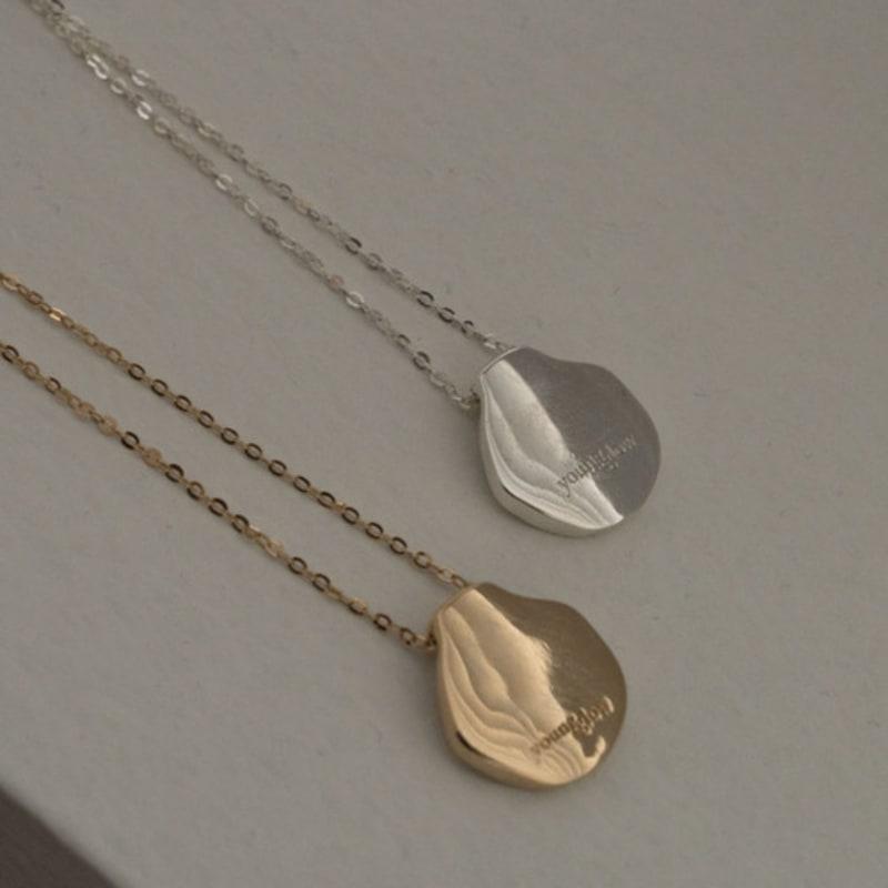 Youngglow Silver925 Flat Sparkle Pendant Necklace (2color)