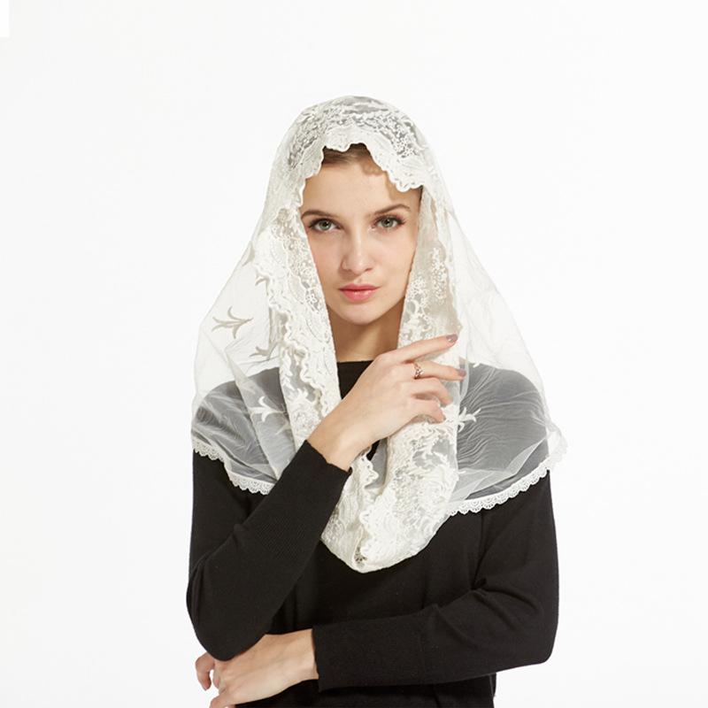 Miękkie welony mantilla dla kobiet Koronkowy welon nieskończoność Mantilla Łaciński welon nieskończoność do kaplicy Łacińska msza Nakrycie głowy Koronkowy szal Welony mantilla do kościoła