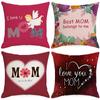 New Mother's Day Line Printed Pillow Cover Pink Love Home Sofa Bedside Pillow Cover