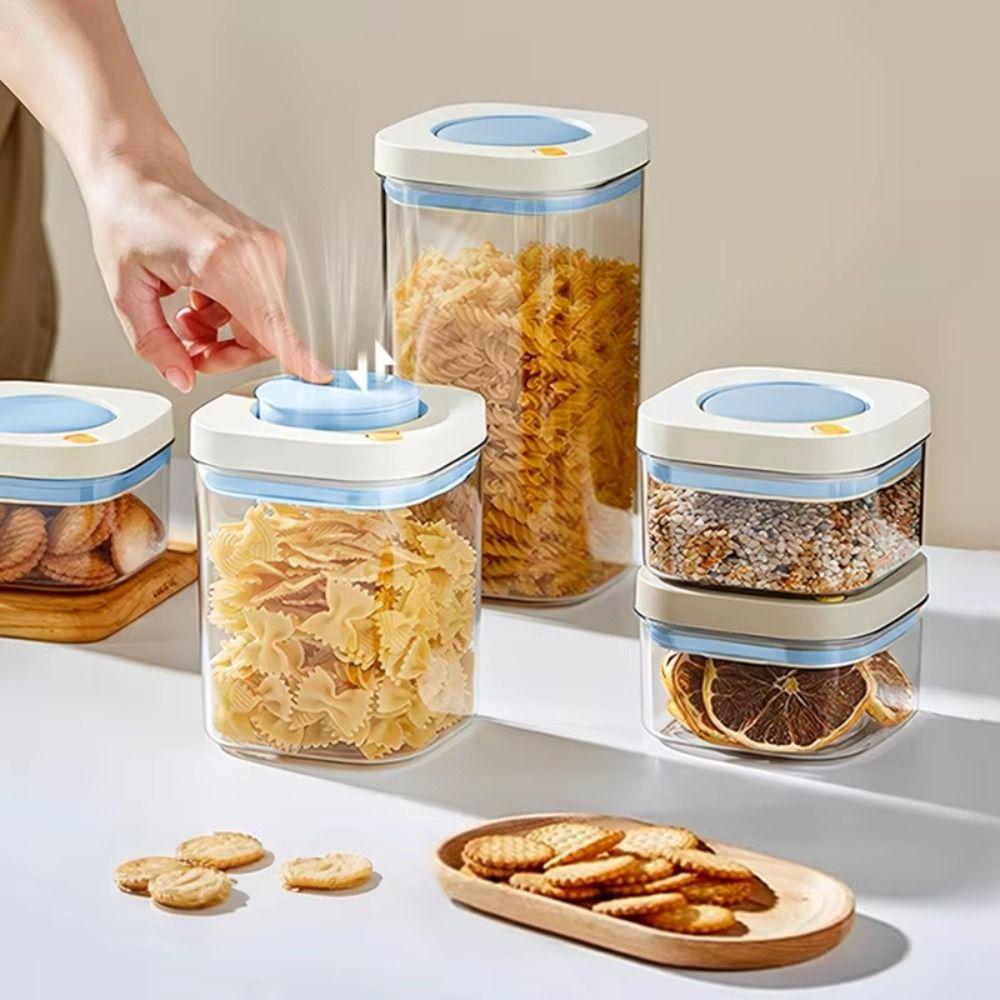 380/1100/1800ml Vacuum Food Storage Box Fresh-Keeping Press-type Kitchen Storage Jars Food Grade Transparent Grains Cans