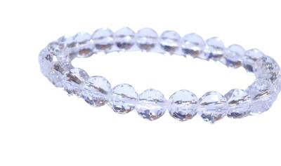 Leaf Stone Good Luck Crystal Bracelet for Men and Women Natural Quartz Power Stone 8mm Cut 15cm Women with Small [Purification, Charm] - 96-Facet