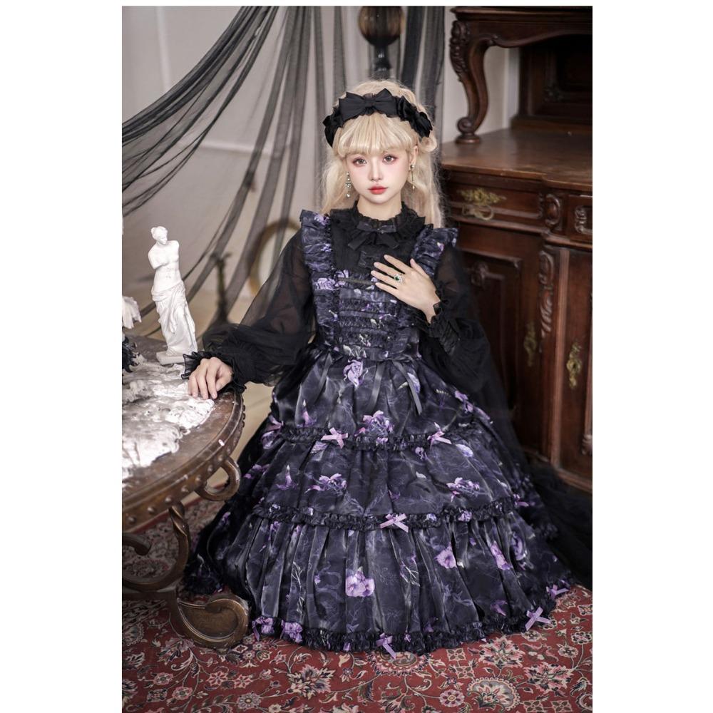 Firefly Flower OP Light Lolita Daily Lolita Vintage Dress - Girls' Soft Girl Fake Two-Piece Set