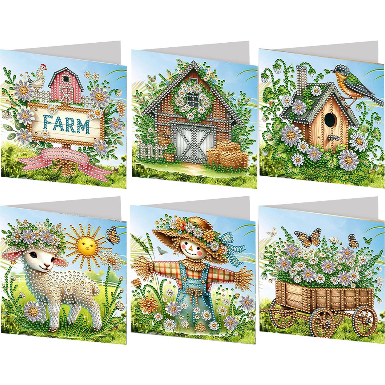 

6PCS DIY Easter Pattern Diamond Painting Greeting Card Set Diamond Art Handmade Cards Creative Birthday & Thanksgiving Card Kit
