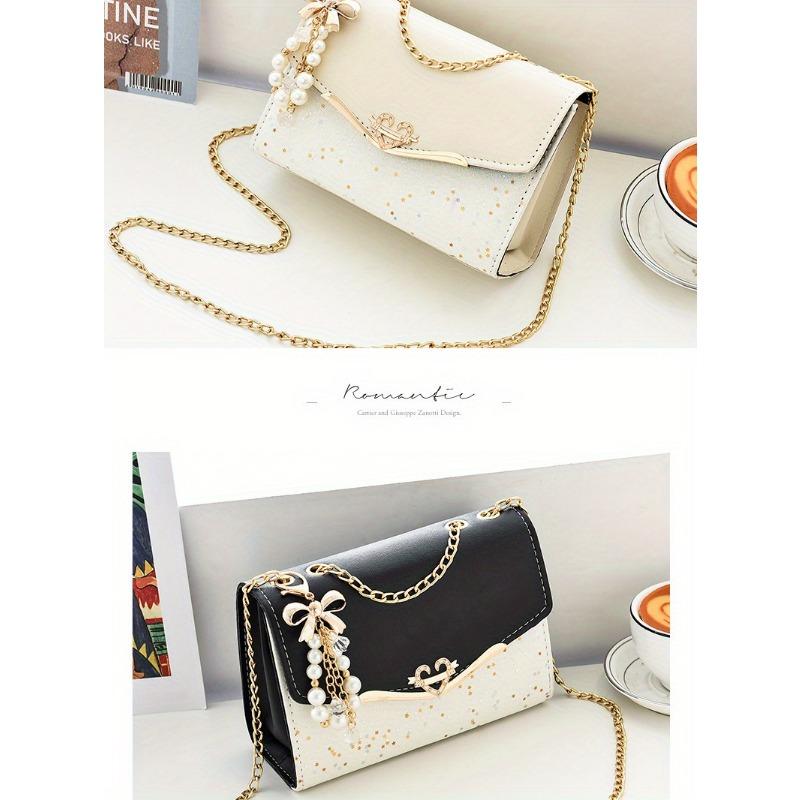 Festive Mini Shoulder Bag with Sparkling Details - PU Material, Lightweight, Adjustable Strap, and Magnetic Closure