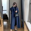 Women's Plus Size Long Woolen Trench Coat for Autumn and Winter - Slimming Over-the-Knee Style