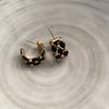 Black Gold Enamel Oil Drop C-Shaped Color Matching Earrings Light Luxury High Sense Fashion Rhombus Earrings Commuter Women