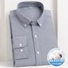 Nuova Camicia da Uomo in Cotone di Alta Qualità Business Casual Bottoni Collo a Punta Manica Lunga Traspirante Tasca Oxford Quadretti Camicia da Lavoro