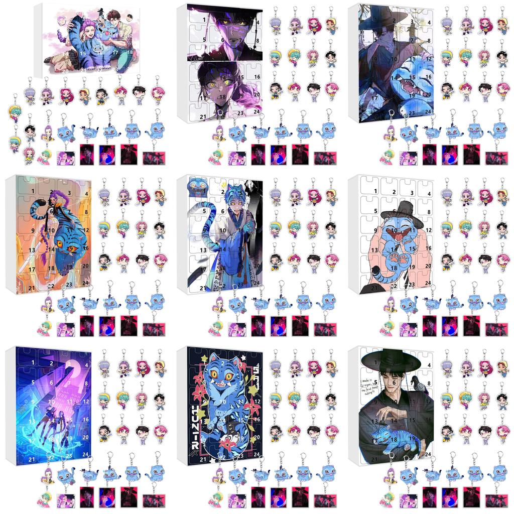 Calendario dell'Avvento Kpop Demon Hunters Portachiavi e Decorazione Acrilica Scatola Regalo Per Fan