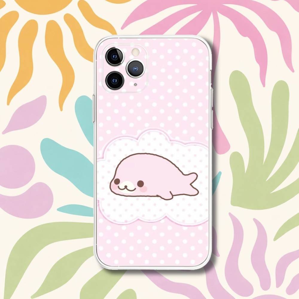 

Cute M-Mamegoma Seals Transparent Phone Case For iPhone 17,13,15,12,11,14,16 Pro Max Mini 7,8 Plus SE4,17E Air Cover Fundas iPhoneX