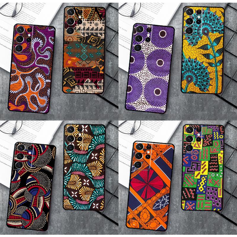 African Style Fabric Print Silicone Case For Samsung Galaxy S23 S22 Ultra S21 S20 FE S8 S9 S10 Plus Note 20 Ultra Cover