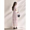 Mixiu Ombre Chiffon Square Neck Puff Sleeve Skirt Set