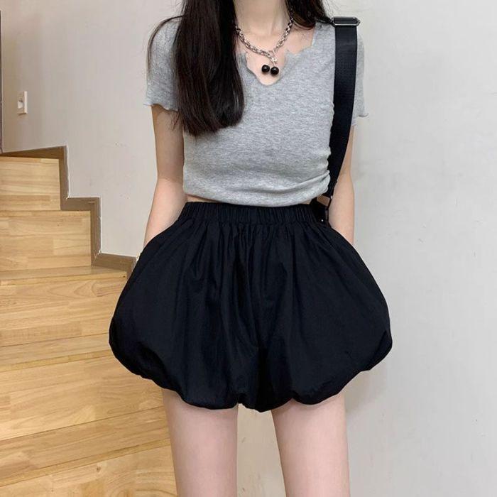 New Flower Bud Shorts for Women's Skirts for Spring Small High-waisted Slim Bloomers Casual Wide-leg Pants