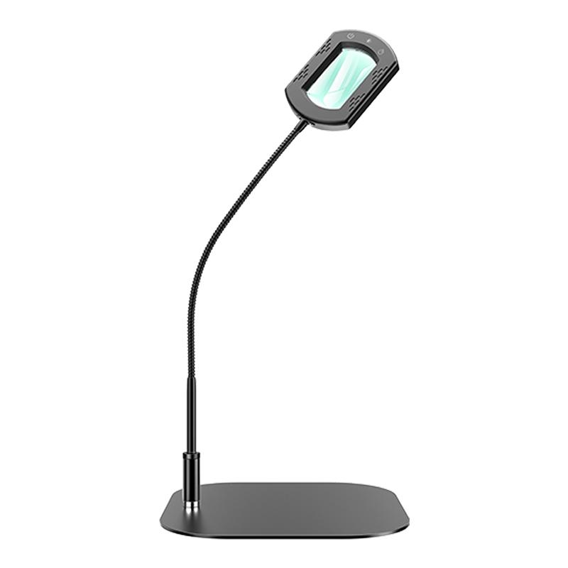 A95I-LED Lighted Desk Lamp, 10X Rectangle Magnifier Glass With Light And Stand, Flexible Gooseneck Design In 5 Color Modes
