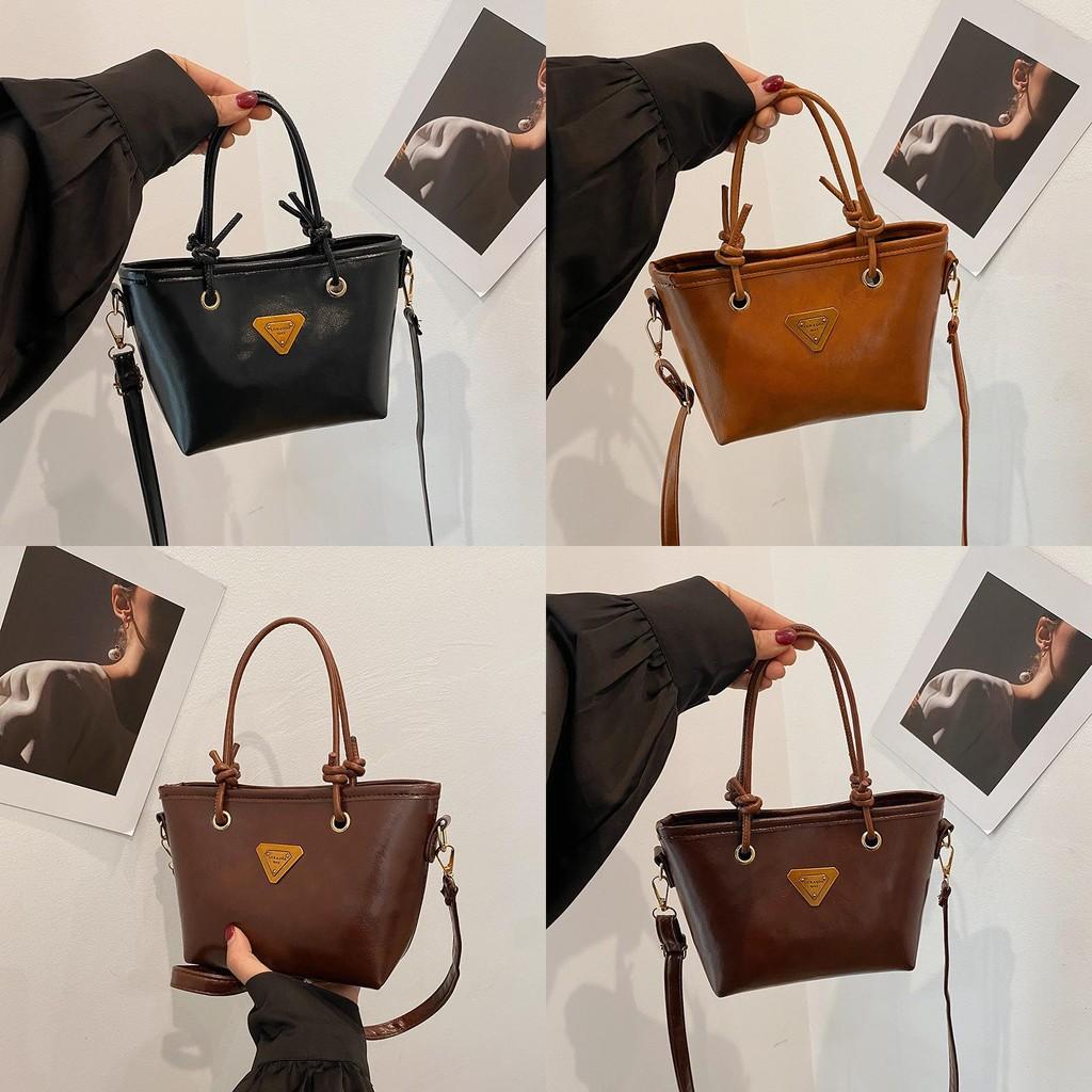 Style Street Retro Golden Label Decoration Women Single Shoulder Bucket Bag