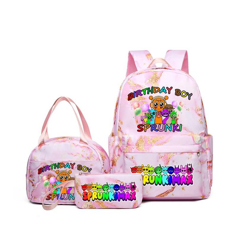 Sprunki Rhythm Box Cartoon Kids School Backpack Set With Lunch Bag Pencil Case Boys Girls