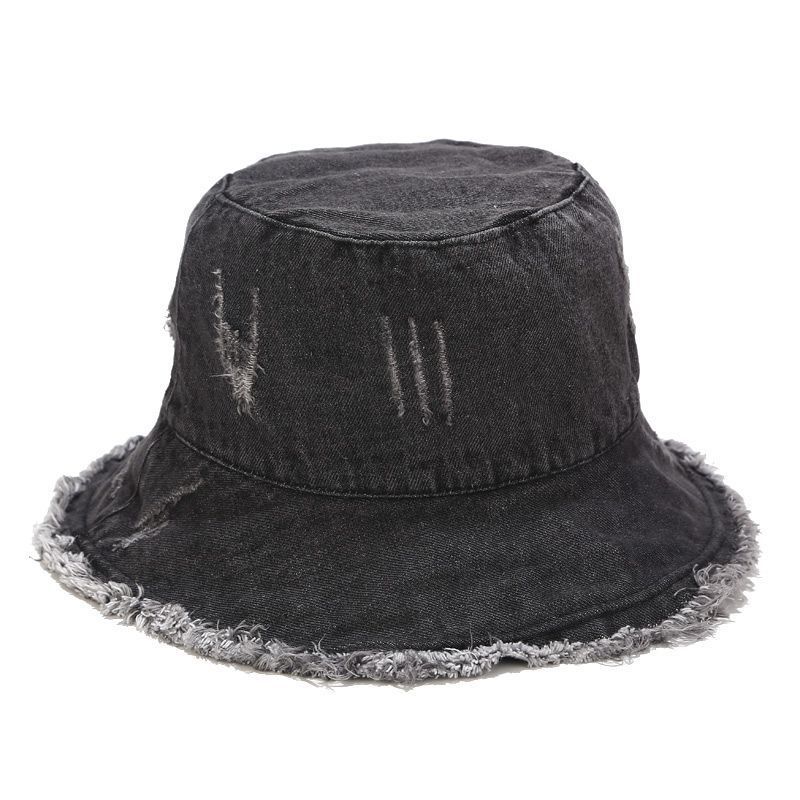 Vintage Denim Fisherman Hat With Wide Brim Sun Protection For Summer Outdoor Wear