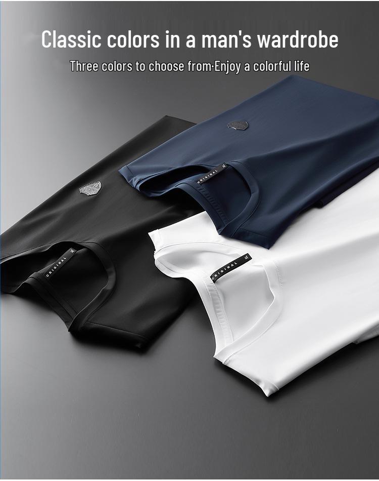 Men's Summer Set: White Short-Sleeve Sports Tee and Ice Silk Workwear Shorts, Casual & Loose Style 835