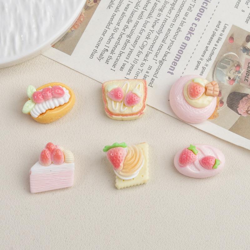 Strawberry Cake Food Toys Resin Accessories Cream Glue DIY Hair Clip Patch Hair Accessories
