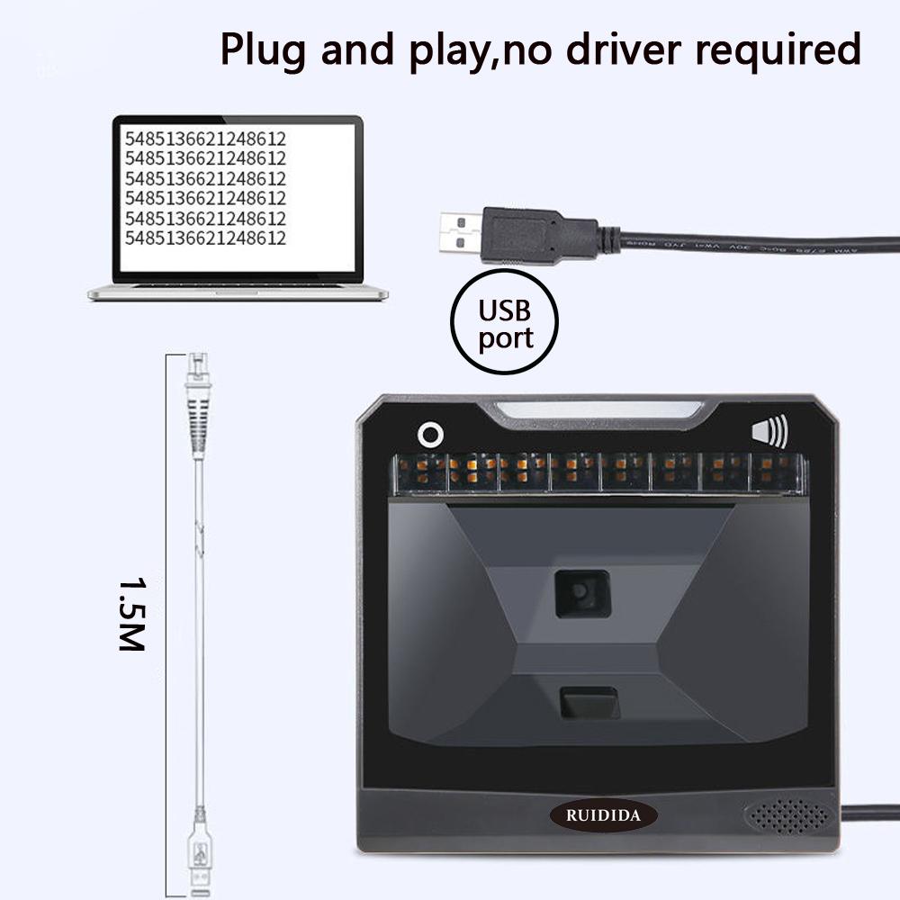 Platform Barcode Reader Desktop Bar Scanner 1D 2D Hands-Free Code Scanner DM PDF 417 QR Wired Code Reader