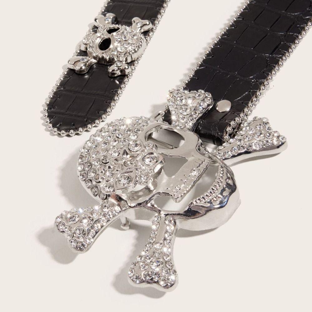 Youth Rhinestone Skull Belt Jeans Decor Pu Waistbands Elegant Rivet Belt Dress Decoration