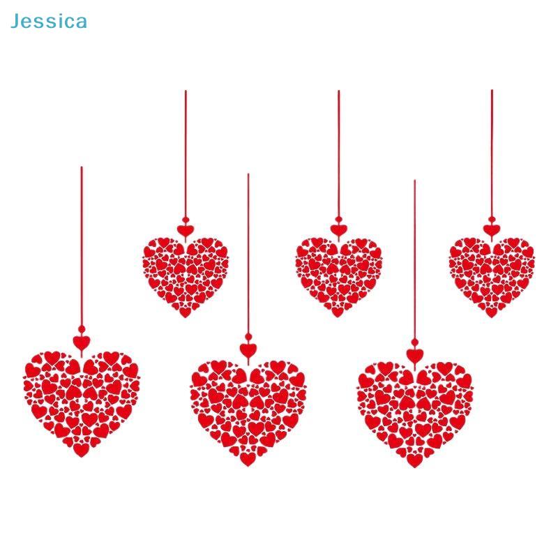 Red Heart Window Hanging Decorations - Valentine'S Dayparty Window Clings For Storefront Home  Events