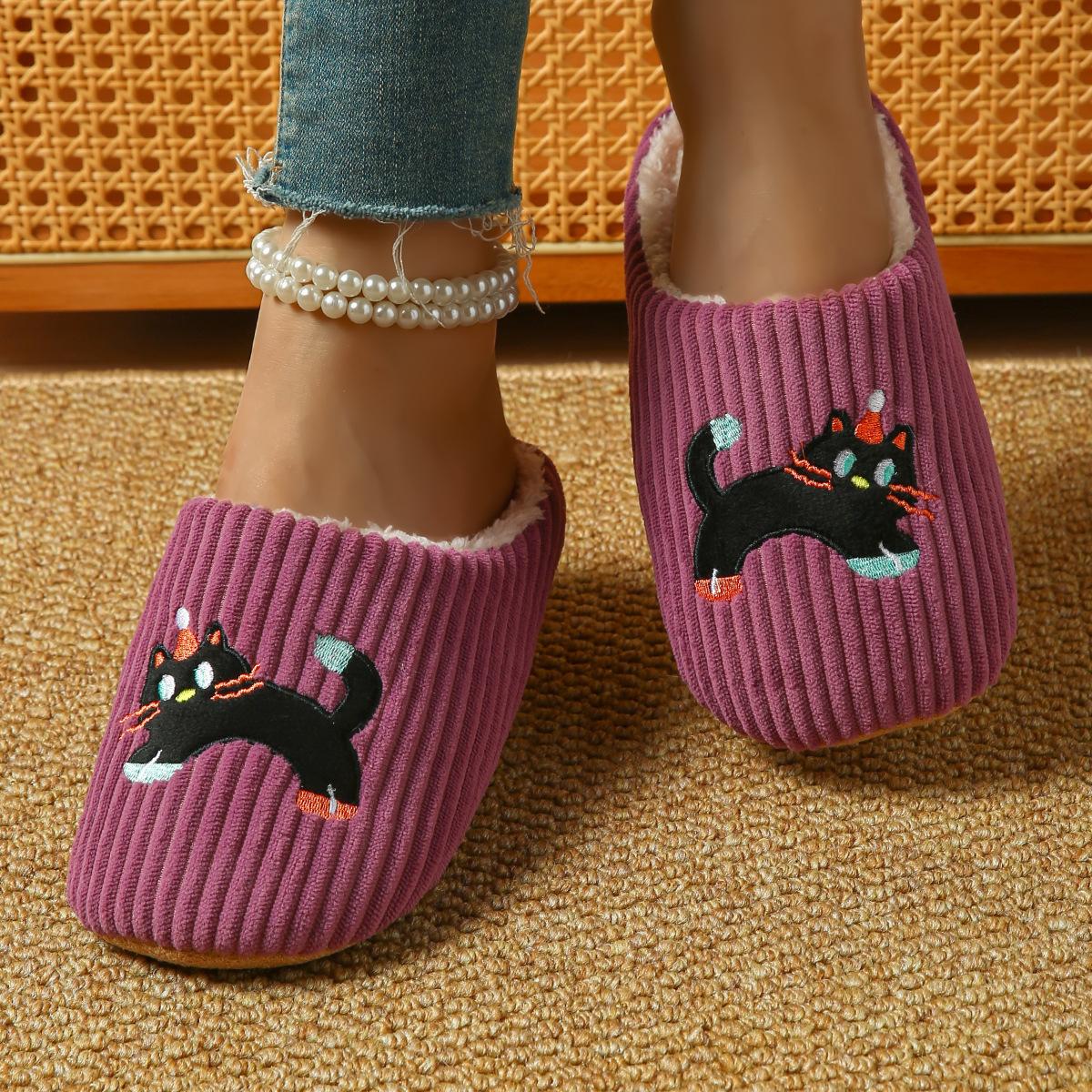 

Женские тапочки с принтом, домашние теплые тапочки для осени и зимы 42-43 фиолетовый