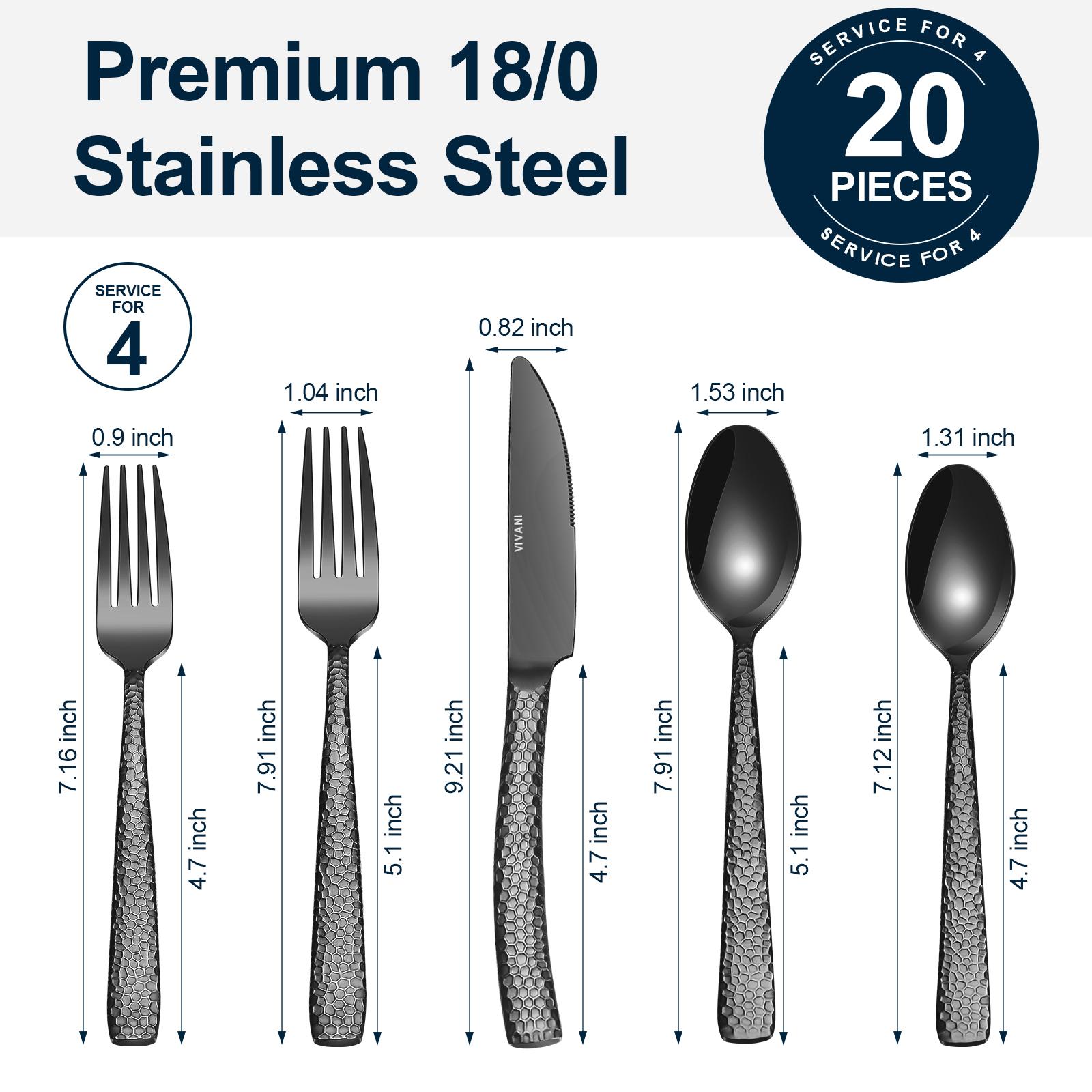 

Набор столовых приборов из нержавеющей стали 20 шт. Золотой/Серебряный/Черный Кованые столовые приборы из нержавеющей стали Западная посуда Нож Вилка Ложка