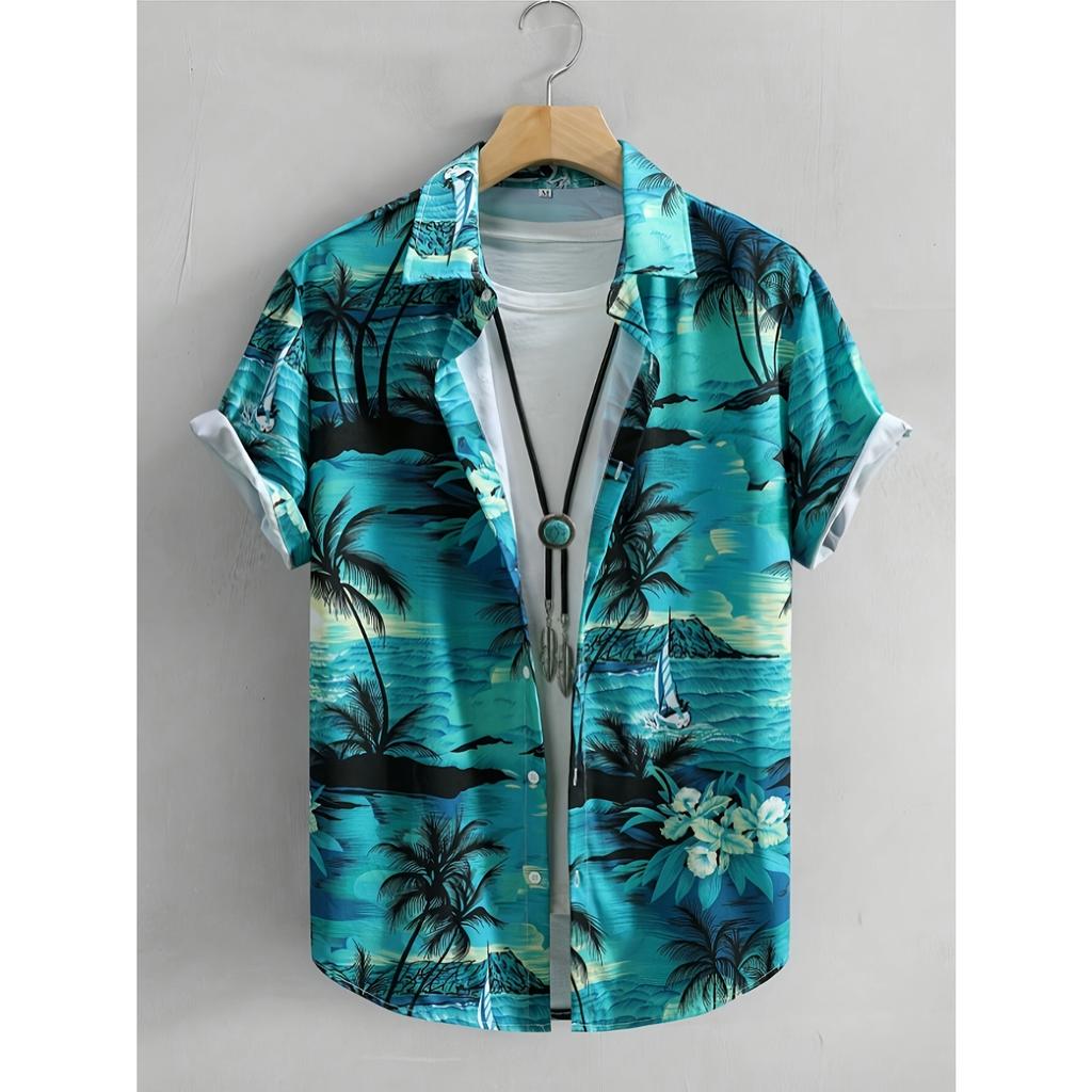 Summer Vacation Men's Short Sleeved Hawaiian Style Shirt