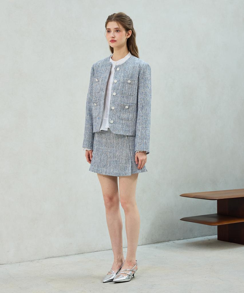 Alikim Cherish Tweed Skirt Pants / Sky Blue