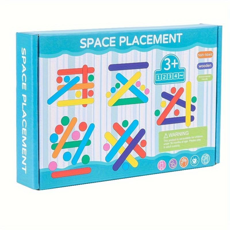 

Portable Wooden Kids Rainbow Stick Puzzle Toys, Blue, Color Sensory Logical Thinking Matching Games, Children Educational