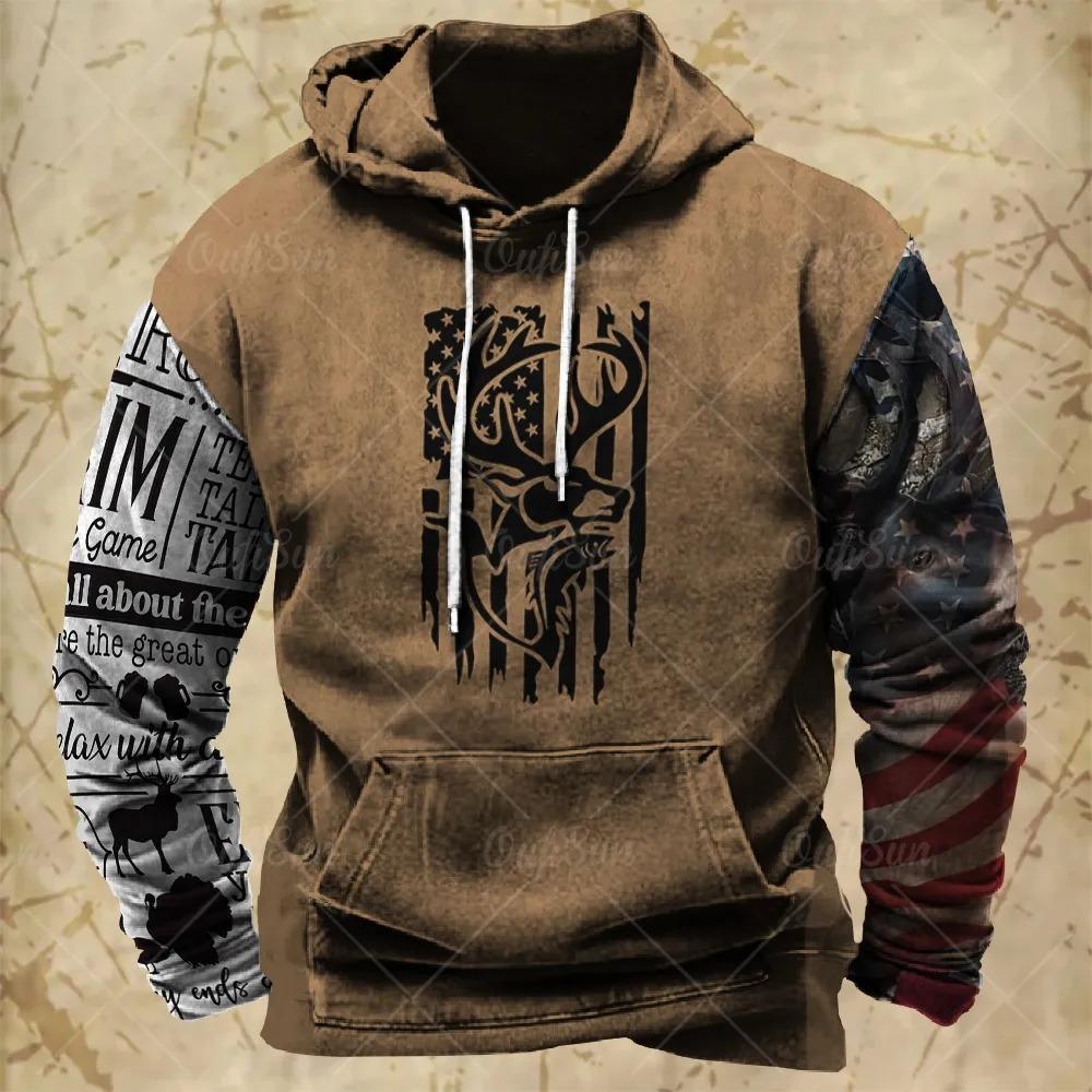 Felpe con cappuccio per uomo Y2k Golf Campeggio Casual cowboy Manica lunga Autunno Moda Felpe con cappuccio stampate in 3D Vacanza Largo Oversize