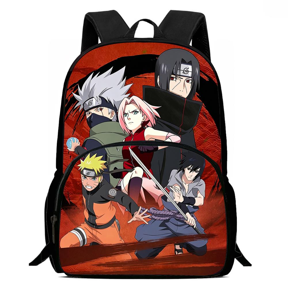 NARUTO Cartoon Anime Kids Backpack,With Adjustable Shoulder Strap & Front Pocket,Lightweight & Durable,for Boys & Girls Age 5-11