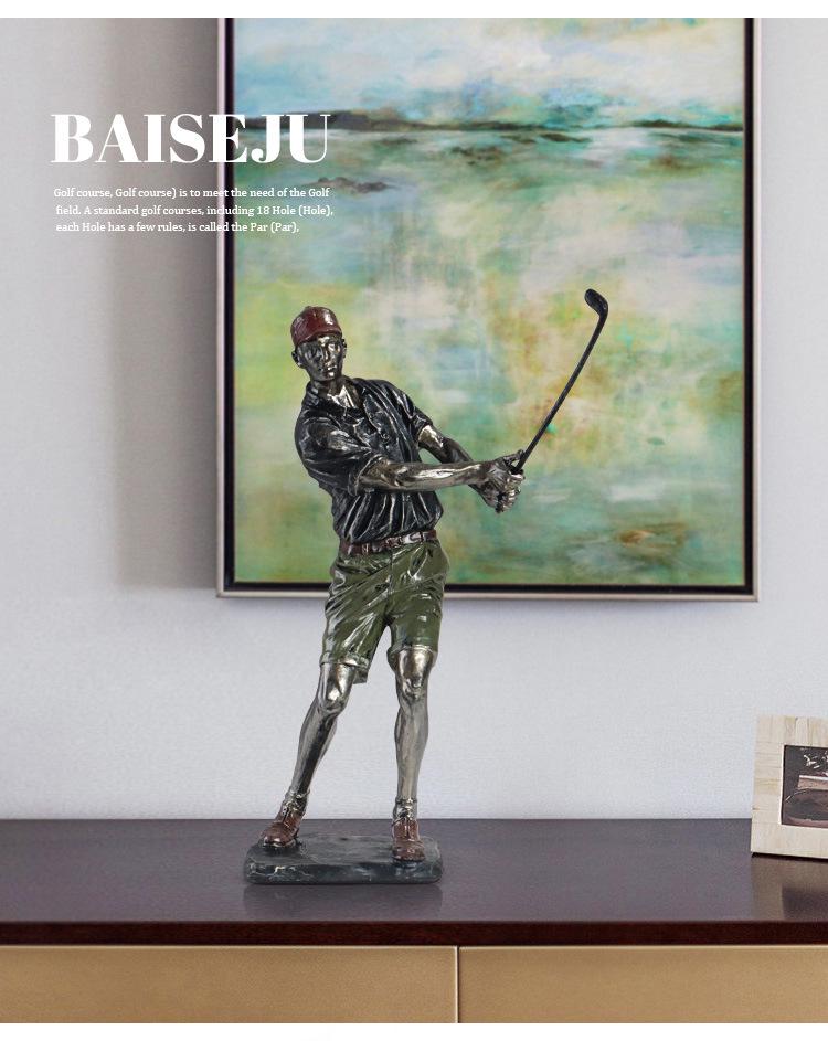 Golf Sports Person Resin Ornament for Living Room or Office Decor