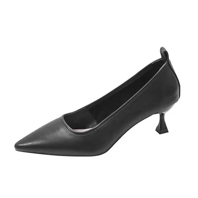 Women's summer pointed super soft single shoes, medium heeled soft soled high heeled shoes